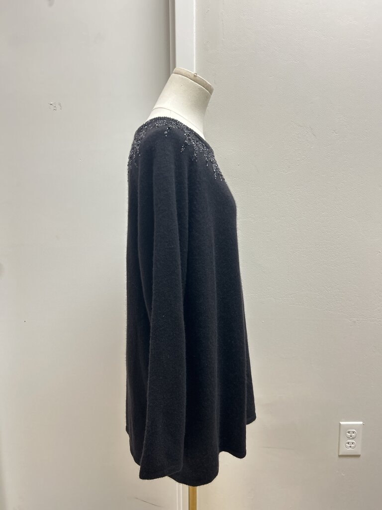 Saks Fifth Ave Black Embellished Cashmere Sweater NWT