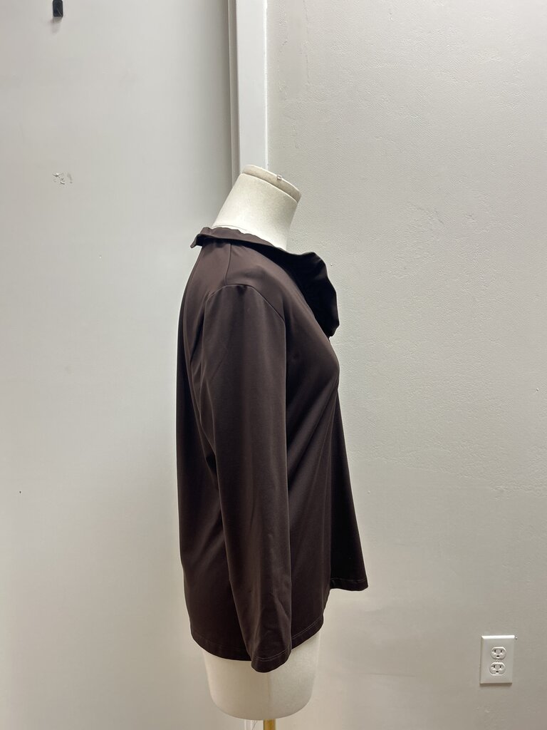 J McLaughlin Brown Ruffle Neck Top