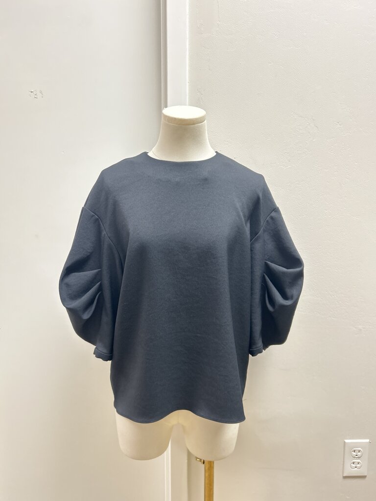Tibi Black Puff Sleeve Top