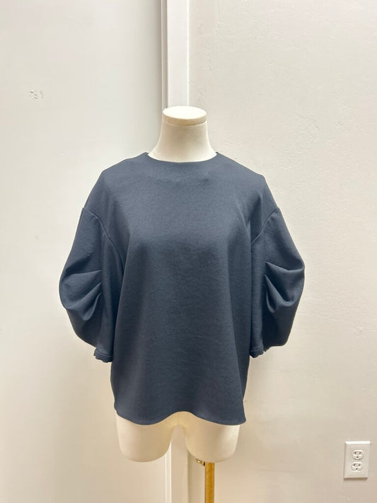 Tibi Black Puff Sleeve Top