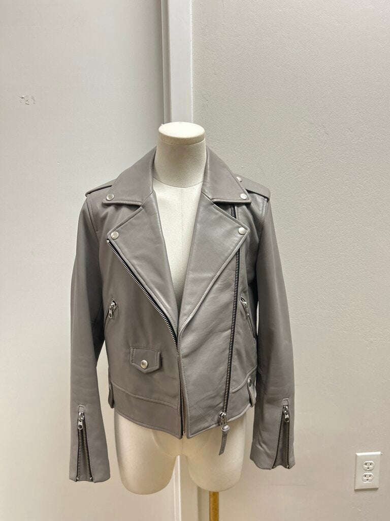 Mackage Grey Faux Leather Moto Jacket