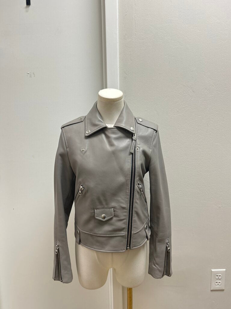 Mackage Grey Faux Leather Moto Jacket