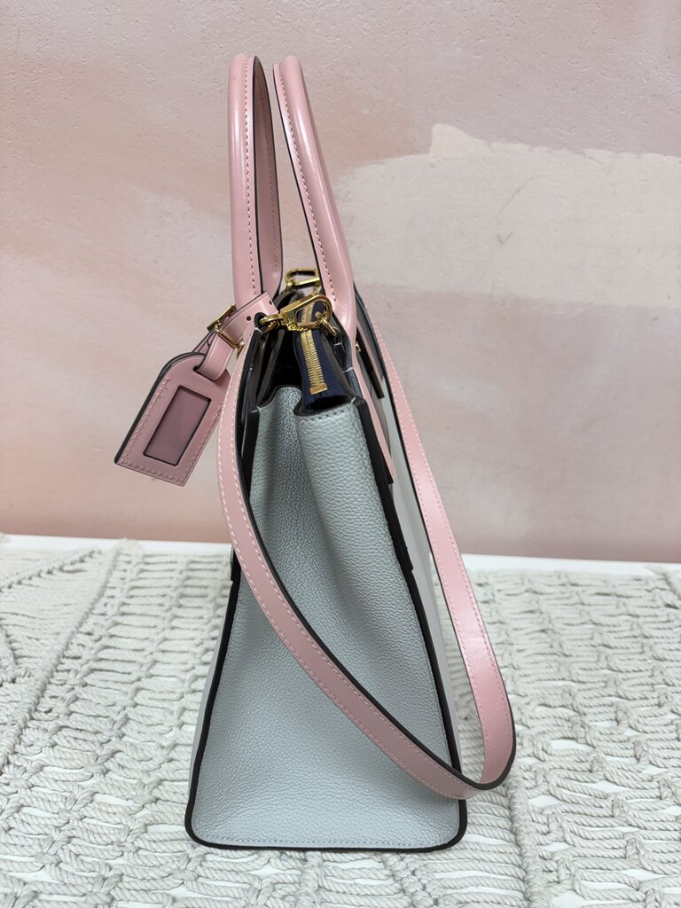Louis Vuitton Stone and Pink Pebbled City Steamer MM Satchel '19 W/Dustbag