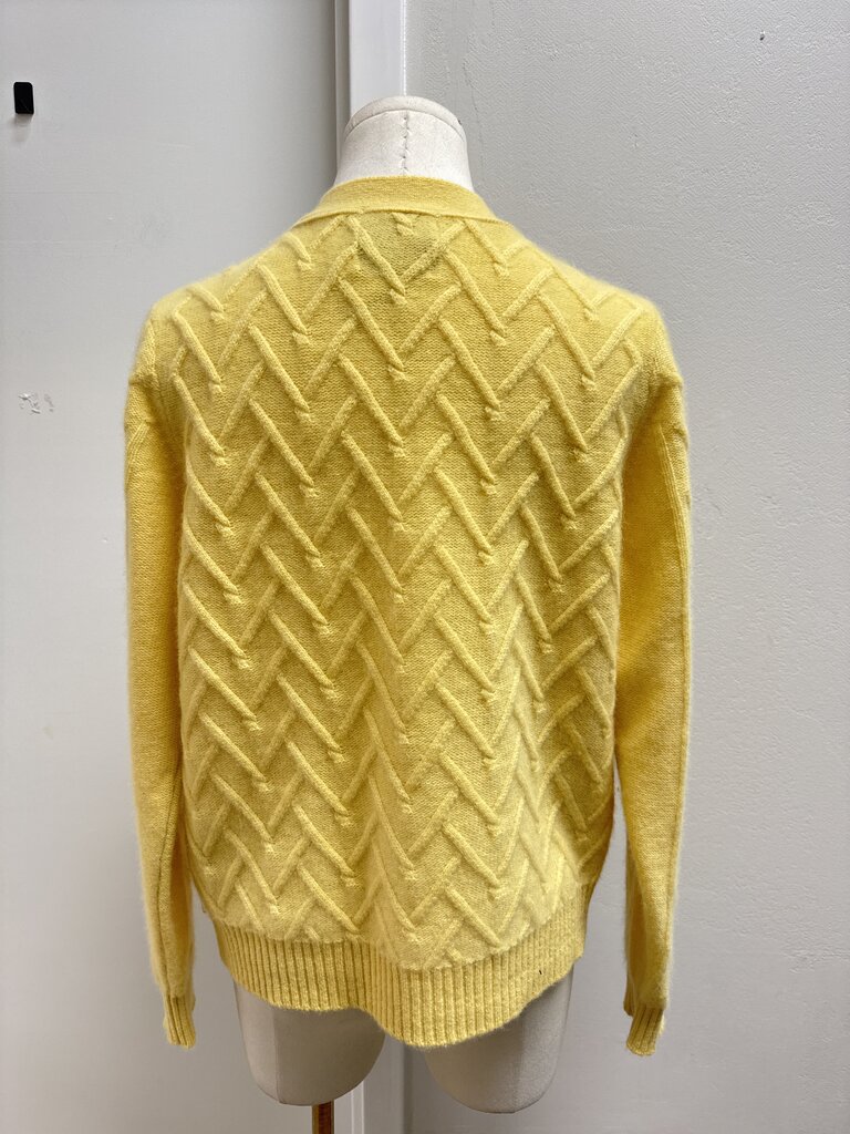 Jumper 1234 Yellow Cashmere Cable Knit Cardigan