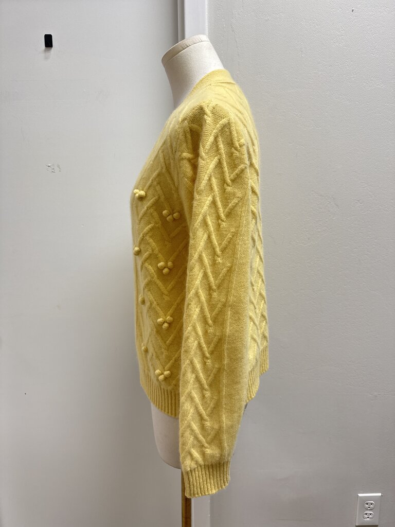 Jumper 1234 Yellow Cashmere Cable Knit Cardigan