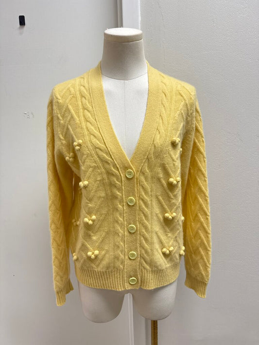 Jumper 1234 Yellow Cashmere Cable Knit Cardigan