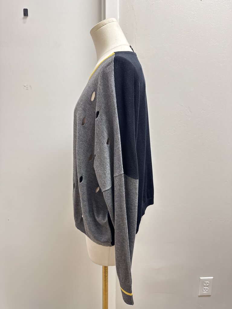 Planet Grey Colorblock Distressed Sweater NWT