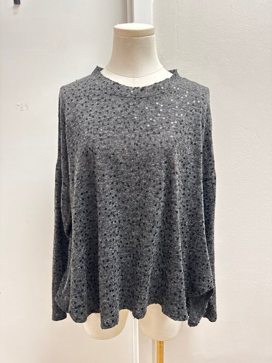 Blanque Grey Sequin Sweater