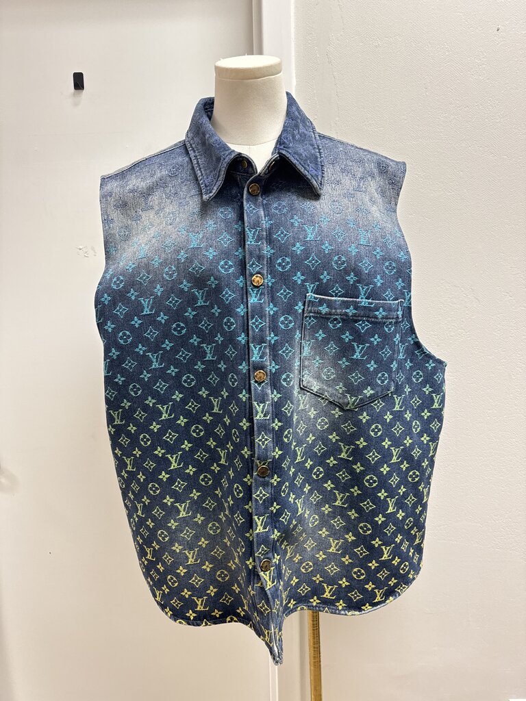 Louis Vuitton Rainbow Monogram Denim Vest (This item has been altered, the sleeves have been removed)