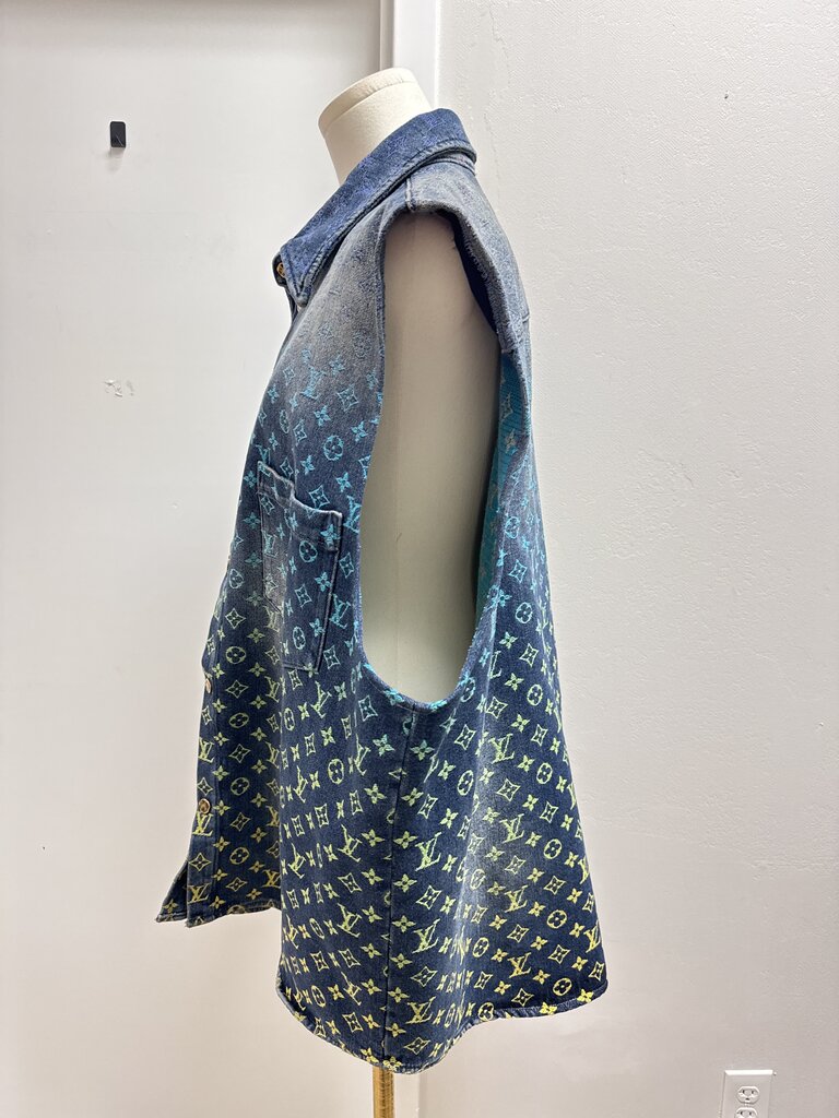 Louis Vuitton Rainbow Monogram Denim Vest (This item has been altered, the sleeves have been removed)