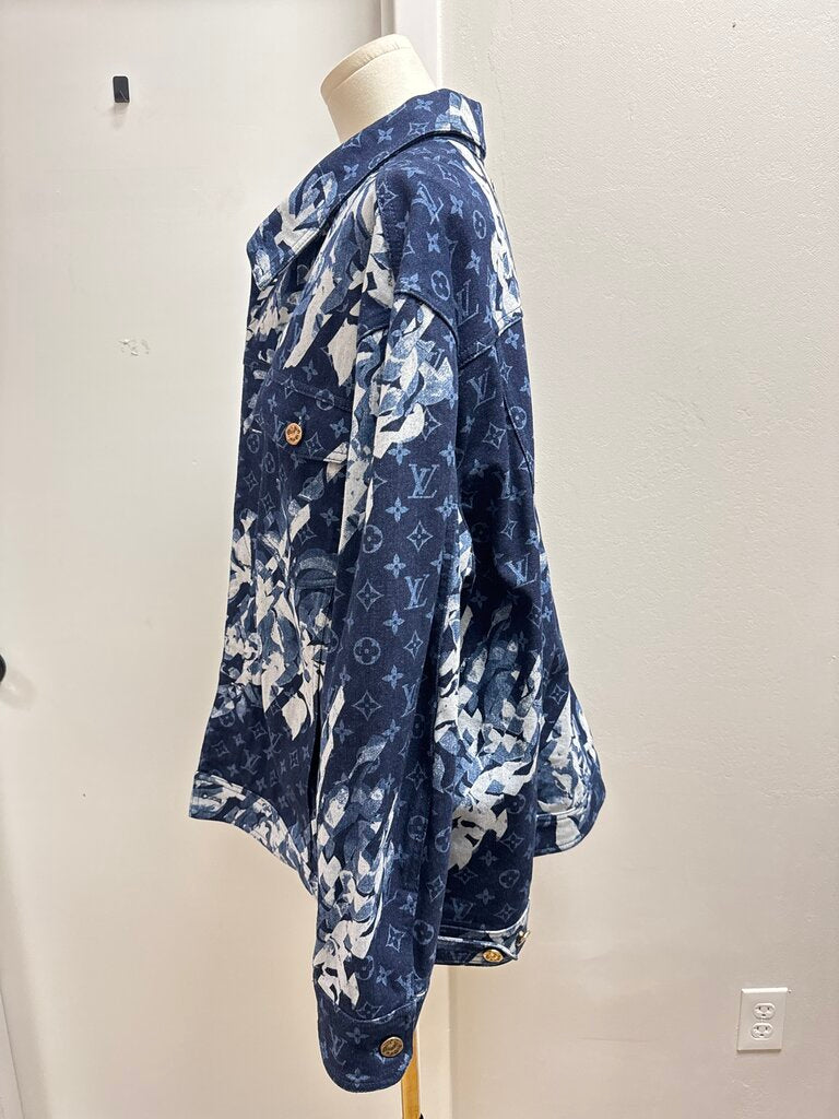 Louis Vuitton Blue Denim Floral Trucker Jacket