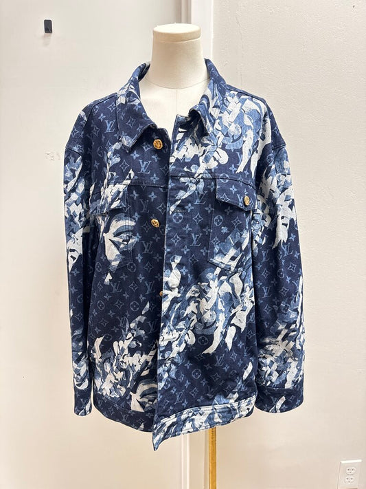 Louis Vuitton Blue Denim Floral Trucker Jacket