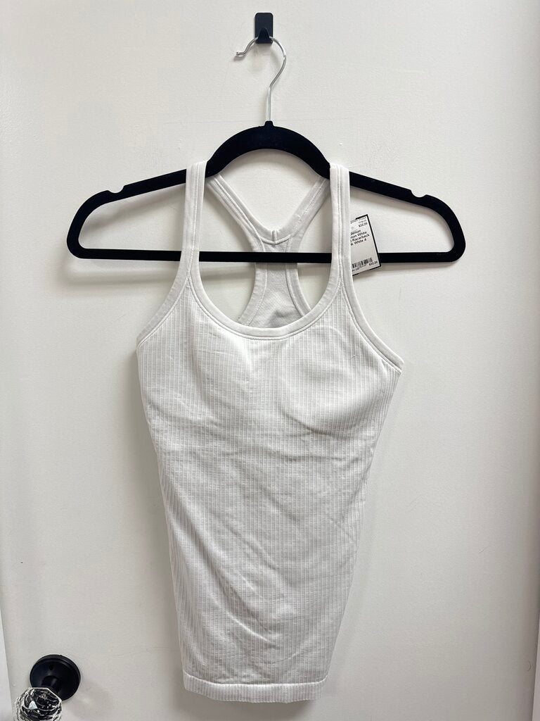 Lululemon White Ribbed Racerback Tank