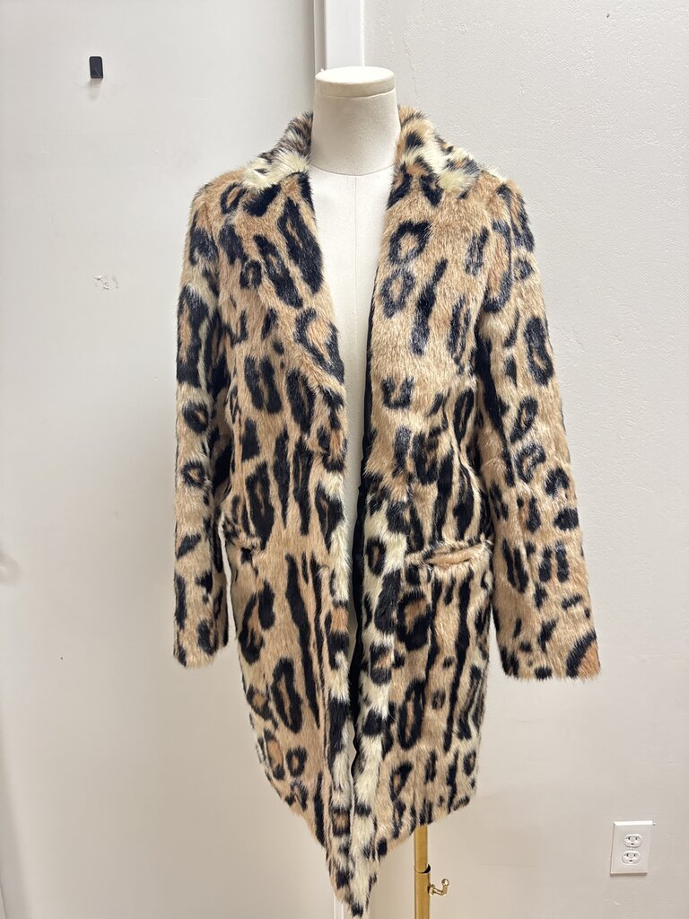 House of Harlow Leopard Fau Fur Overcoat