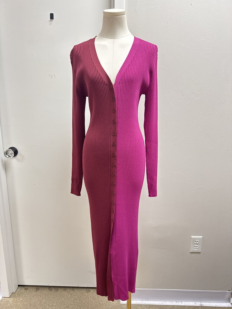 Staud Maroon/Fuchsia Ribbed Dress