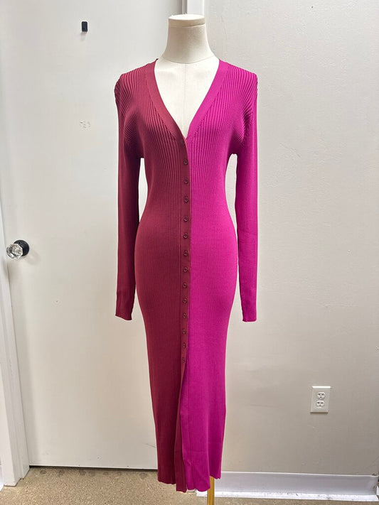 Staud Maroon/Fuchsia Ribbed Dress