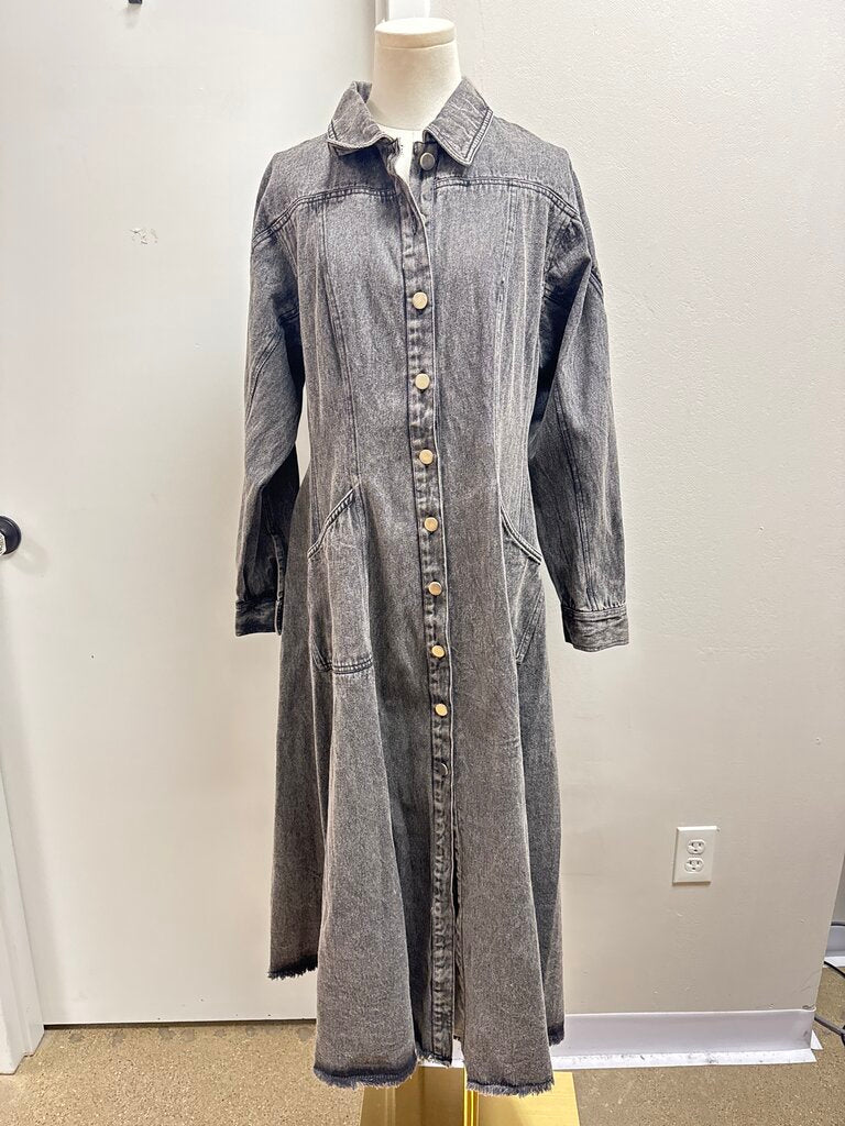 Let Me Be Grey Denim Shirt Dress NWT