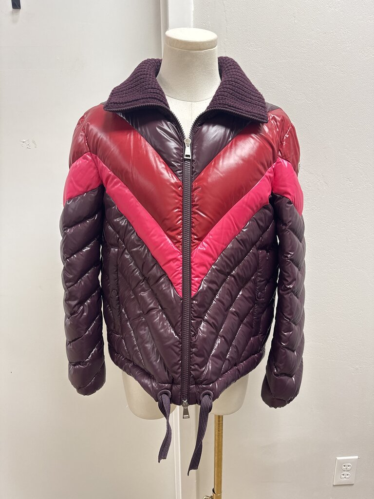 Moncler Maroon Chevron Puffer Coat