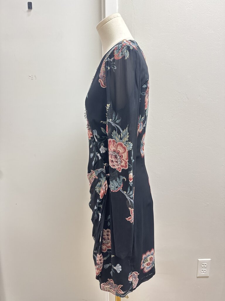 Pinko Black Floral Wrap Dress NWT