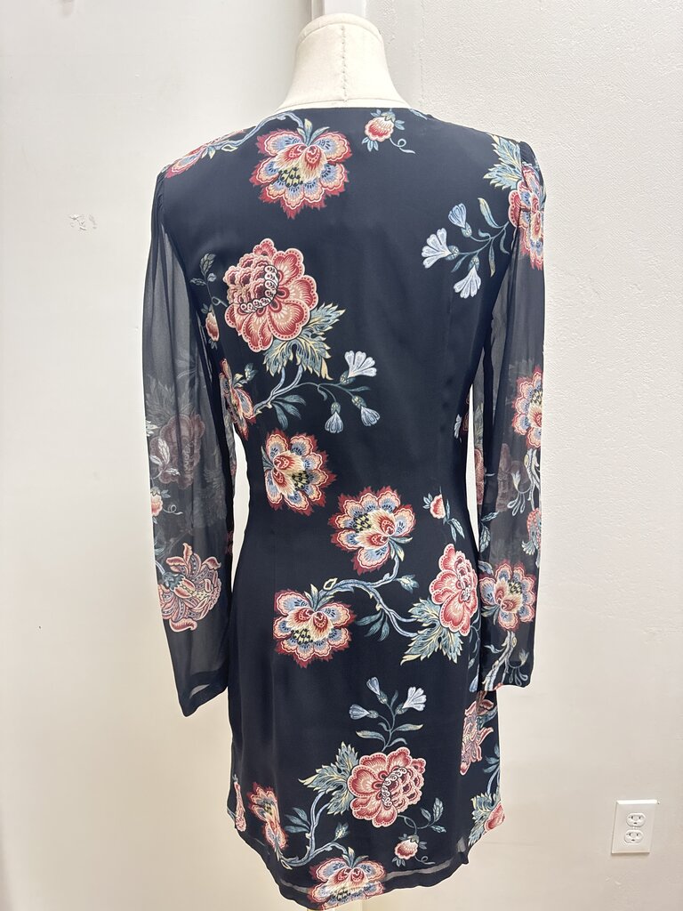 Pinko Black Floral Wrap Dress NWT