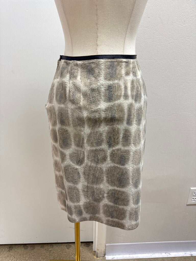 Gianfranco Ferre Beige Faux Fur Animal Print Mini Skirt NWT