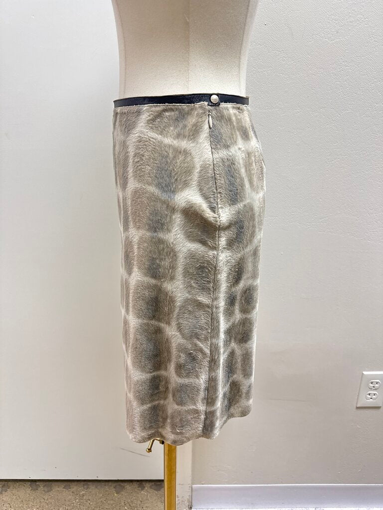 Gianfranco Ferre Beige Faux Fur Animal Print Mini Skirt NWT
