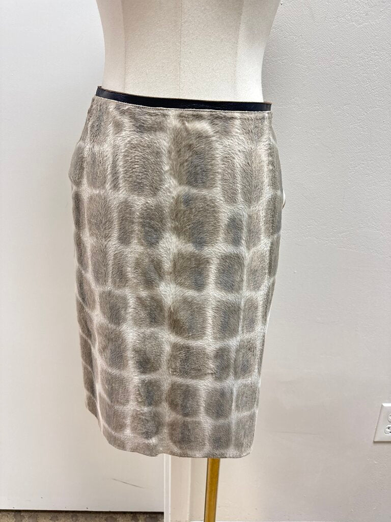Gianfranco Ferre Beige Faux Fur Animal Print Mini Skirt NWT
