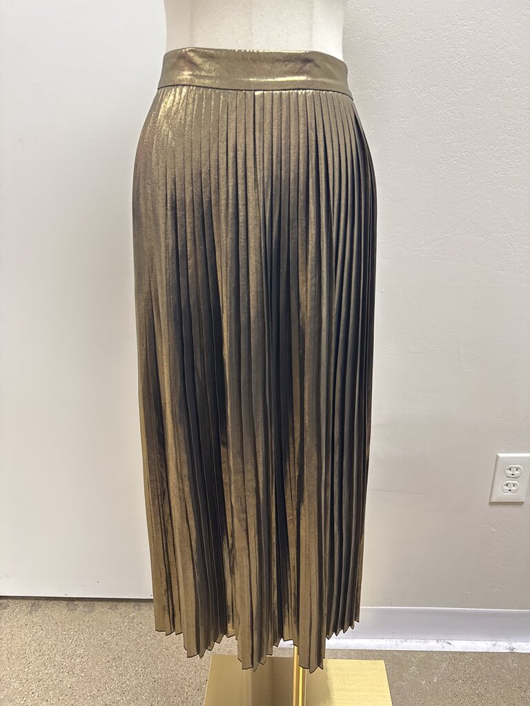 Elizabeth and James Gold Lame Pleated Skirt