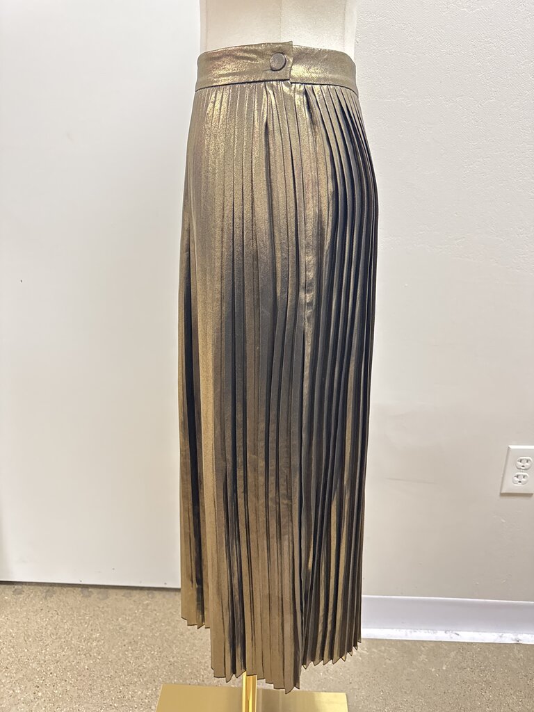 Elizabeth and James Gold Lame Pleated Skirt