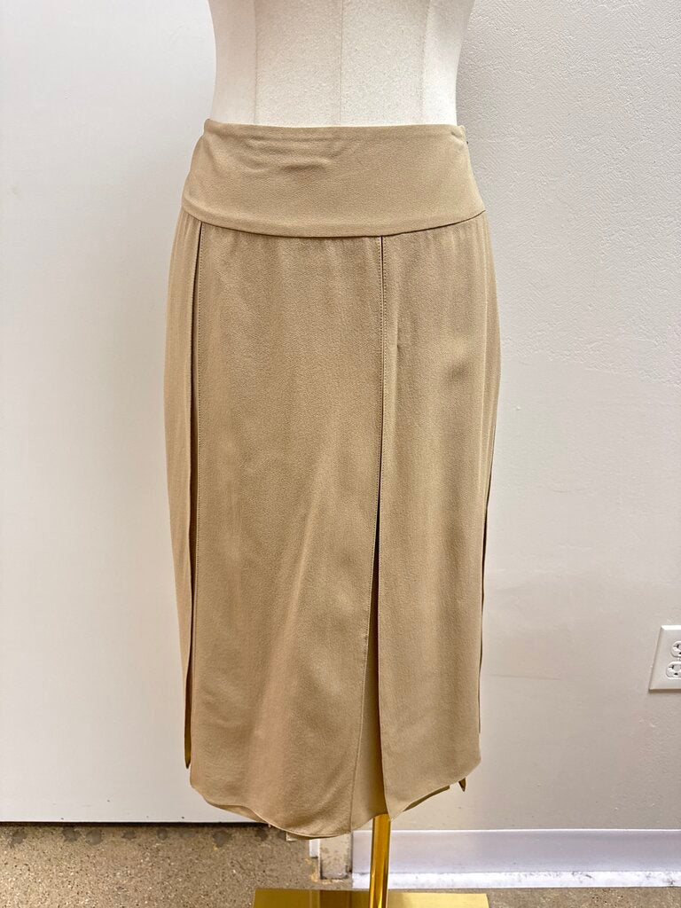 Michael Kors Collection Tan Silk Pleated Skirt NWT