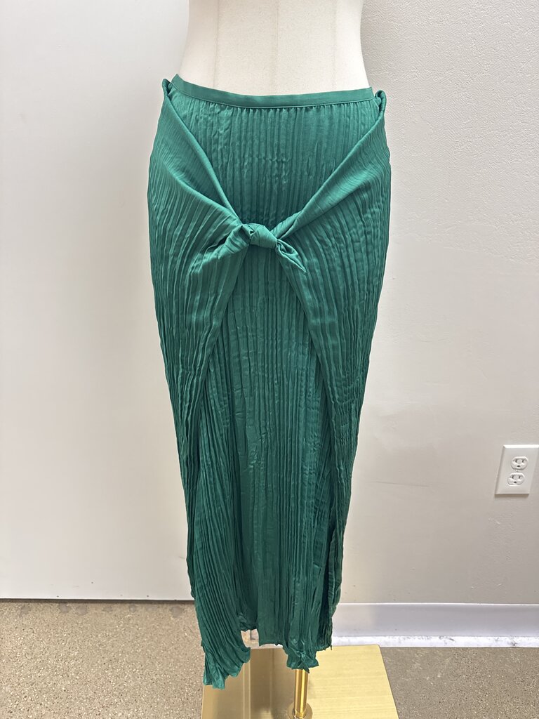 Vince Green Pleated Tie Front Maxi Skirt