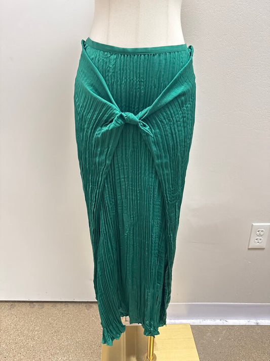 Vince Green Pleated Tie Front Maxi Skirt