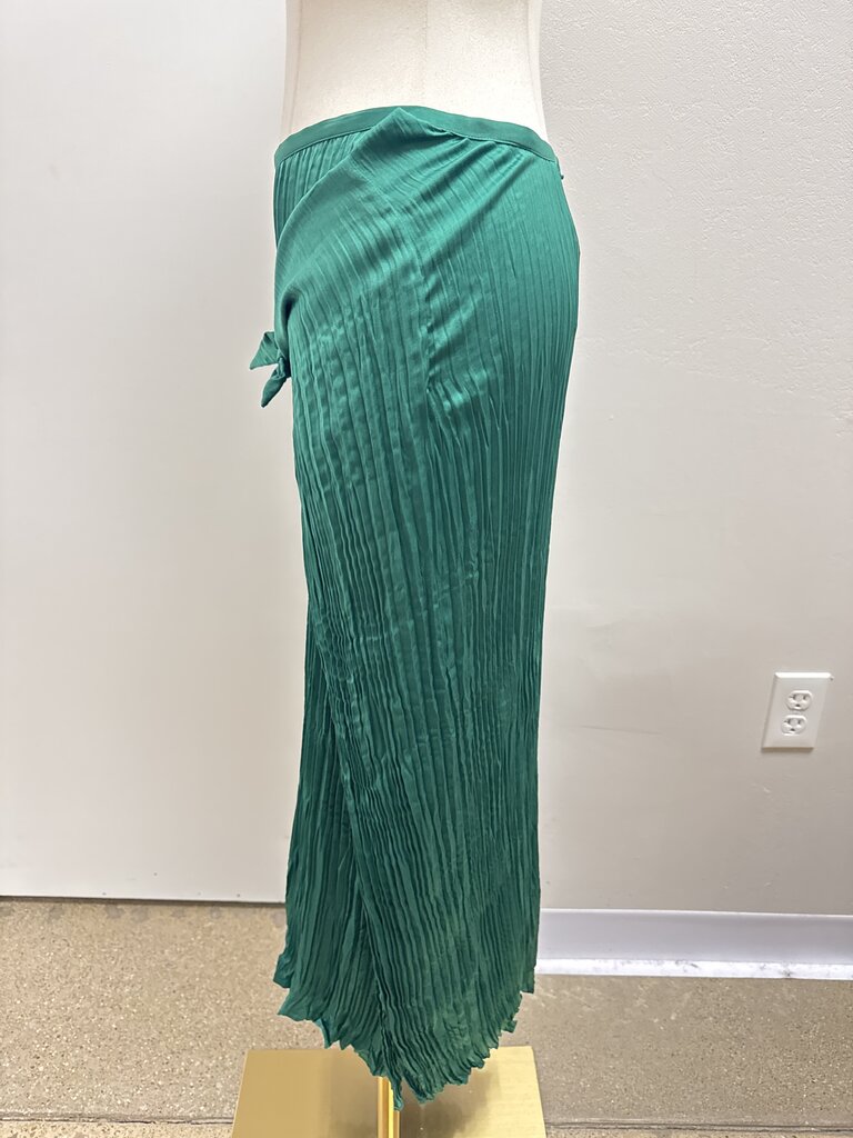Vince Green Pleated Tie Front Maxi Skirt