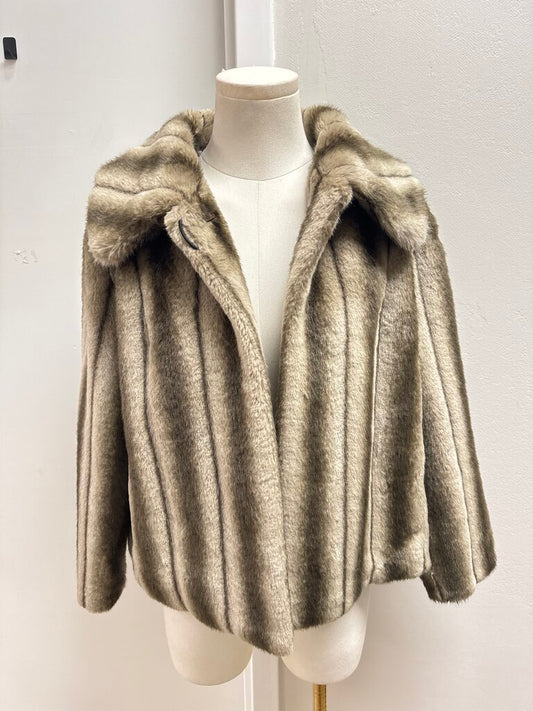 Frances Valentine Grey Faux Fur Cropped Jacket