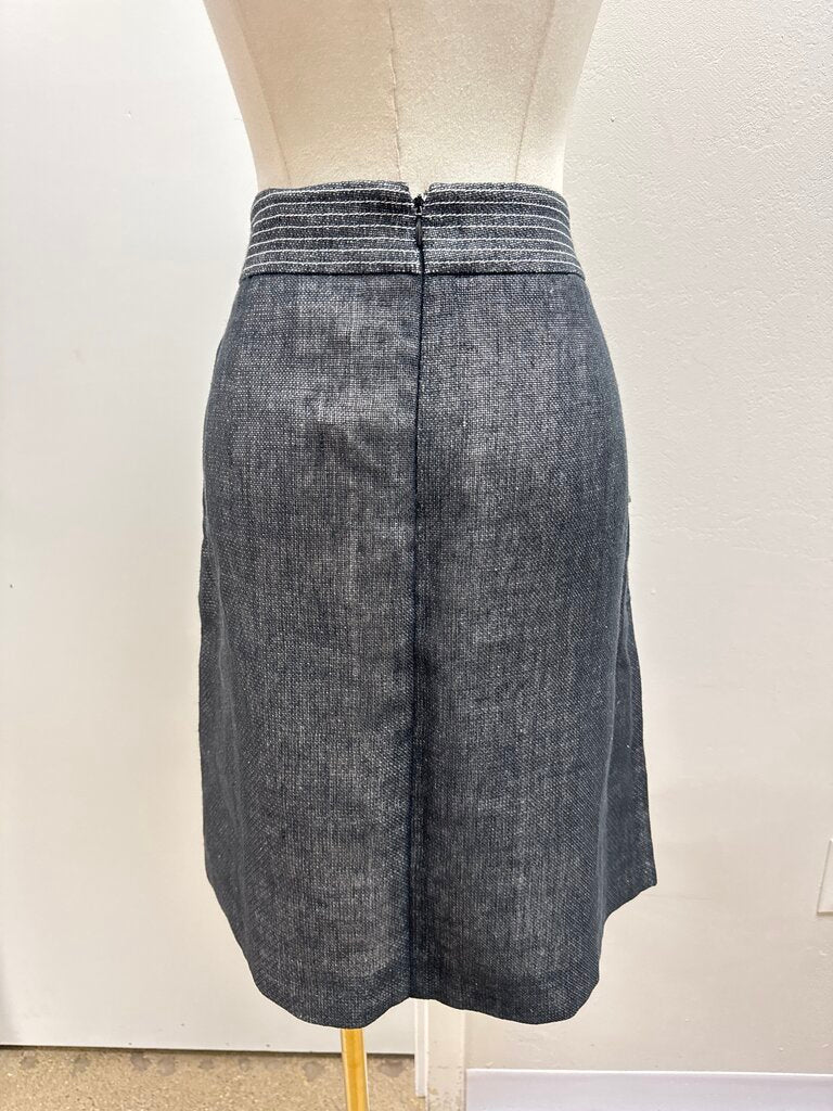 Carolina Herrera Black Canvas Box Pleat Skirt