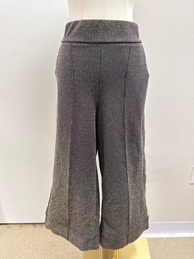 Me+Em Gold Metallic Wide Leg Crop Pant NWT