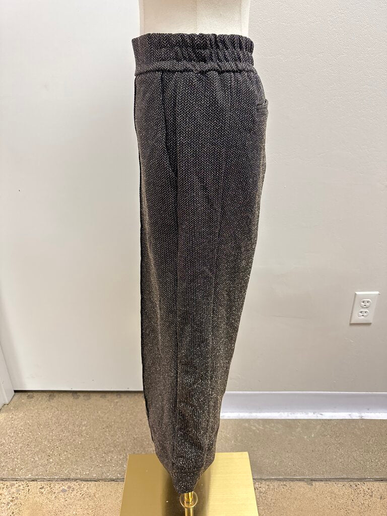 Me+Em Gold Metallic Wide Leg Crop Pant NWT