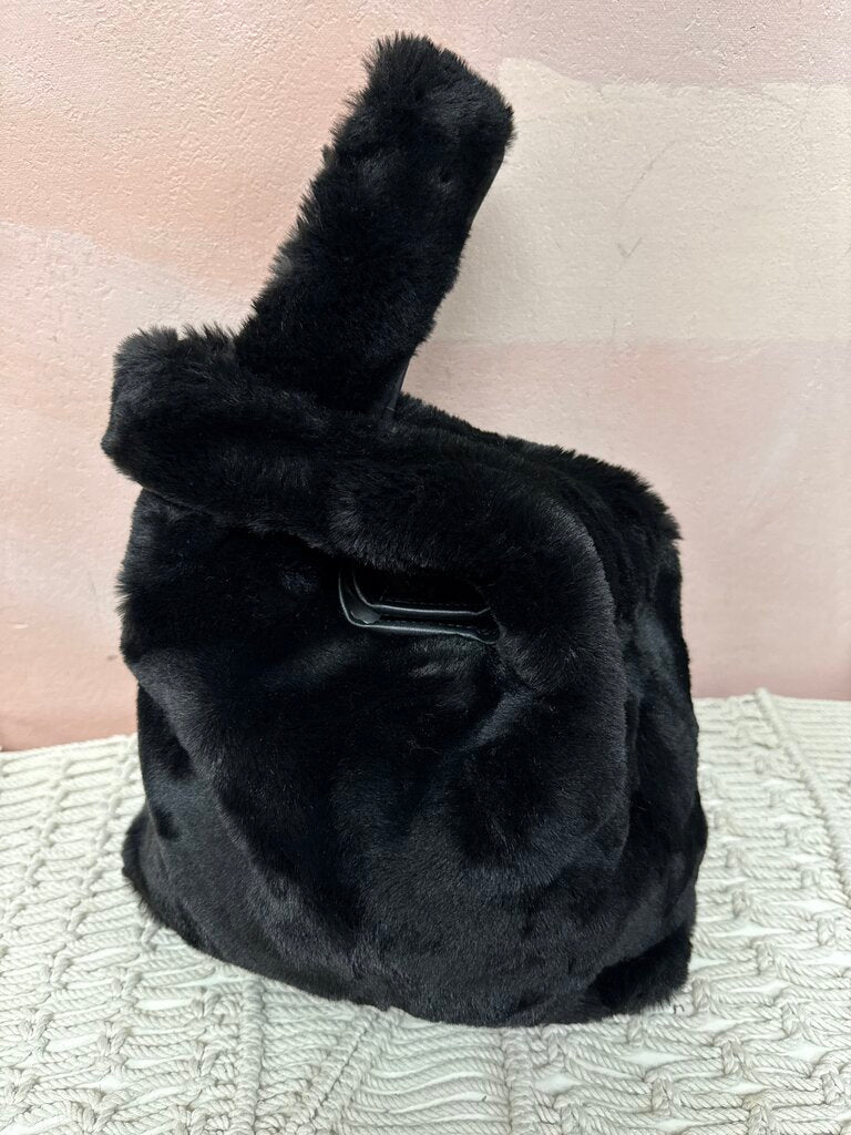 Frances Valentine Black Faux Fur Tote