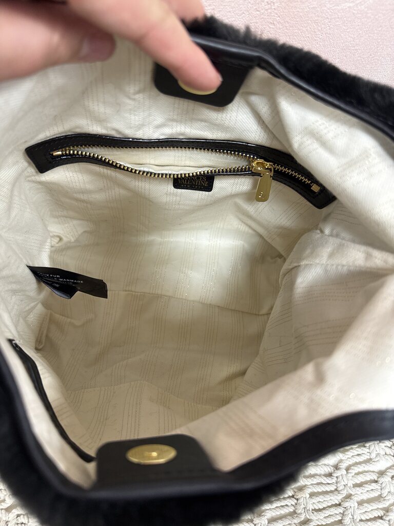 Frances Valentine Black Faux Fur Tote