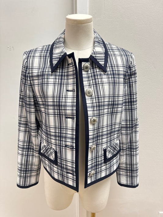 Veronica Beard Black and White Plaid Cropped Jacket NWT
