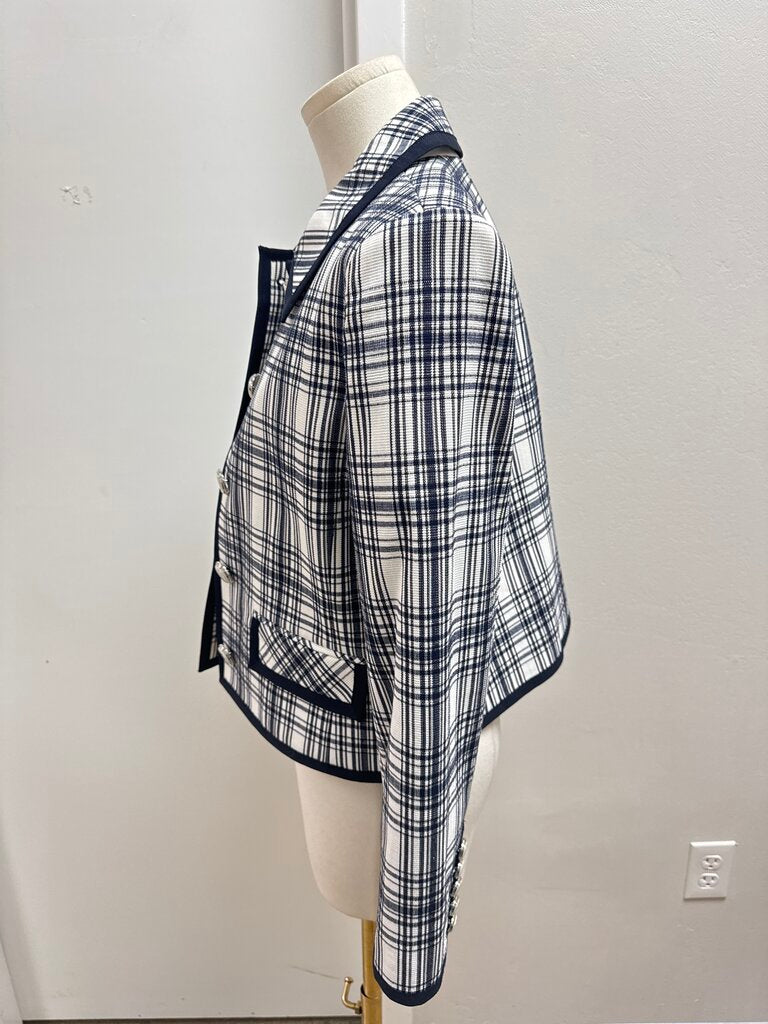 Veronica Beard Black and White Plaid Cropped Jacket NWT