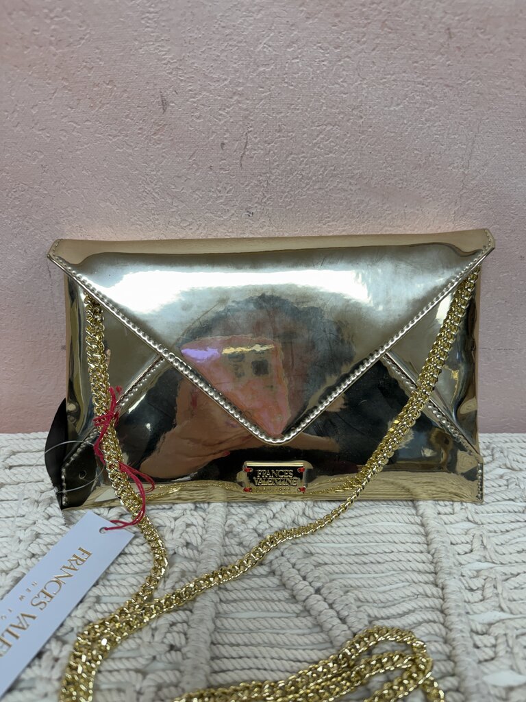 Frances Valentine Gold Envelope Clutch w/Dustbag NWT