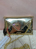 Frances Valentine Gold Envelope Clutch w/Dustbag NWT
