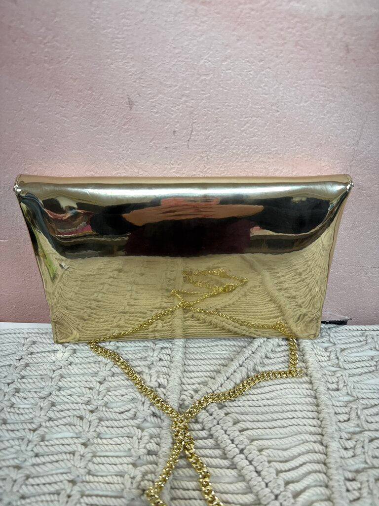 Frances Valentine Gold Envelope Clutch w/Dustbag NWT