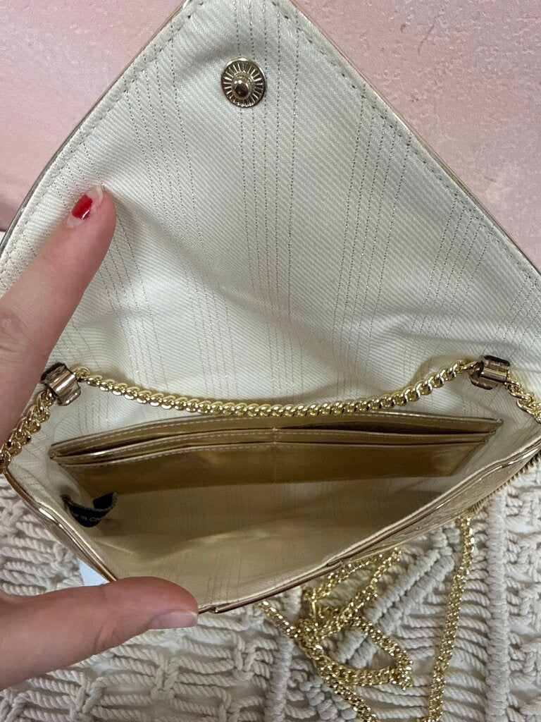 Frances Valentine Gold Envelope Clutch w/Dustbag NWT