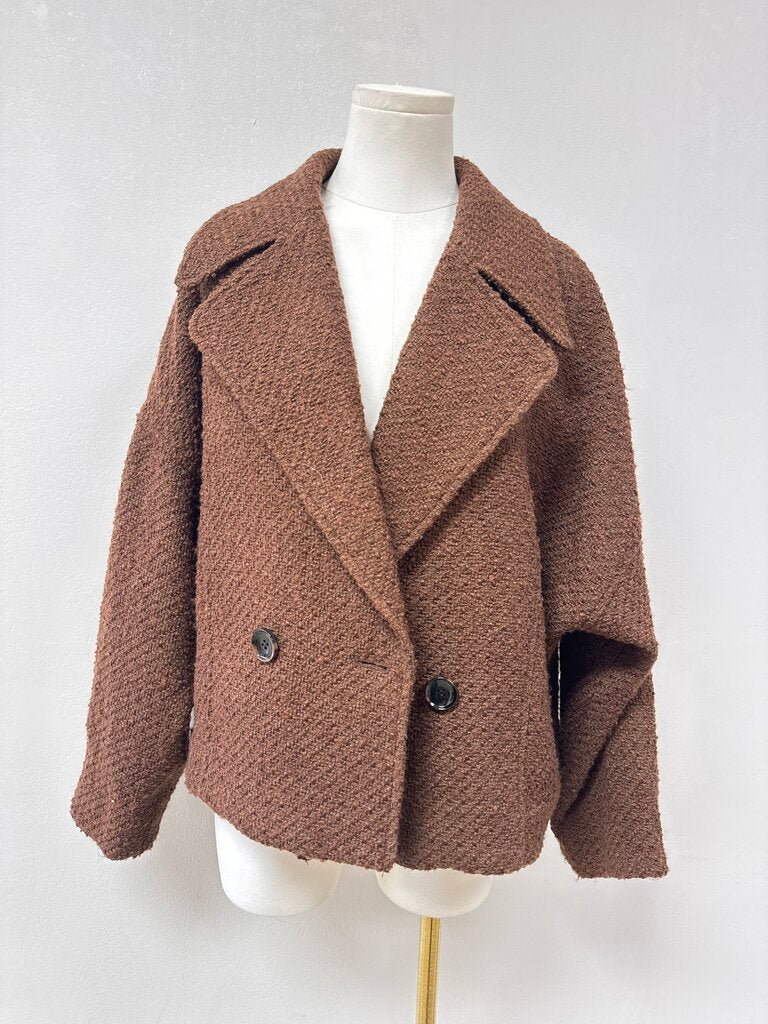 Moussy Brown Boucle Cropped Jacket