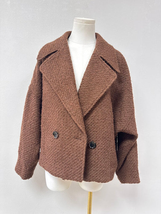 Moussy Brown Boucle Cropped Jacket