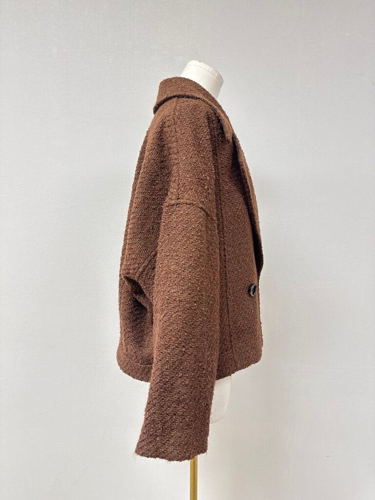Moussy Brown Boucle Cropped Jacket