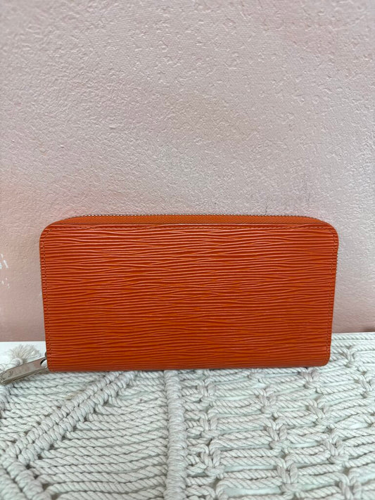 Louis Vuitton Orange Epi Zip Around Wallet '14