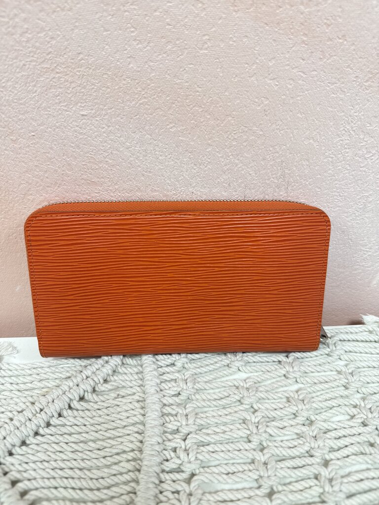 Louis Vuitton Orange Epi Zip Around Wallet '14